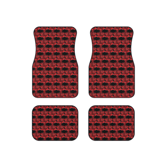 Elegant Rose Pattern Car Mats - Set of 4 for Floral Lovers