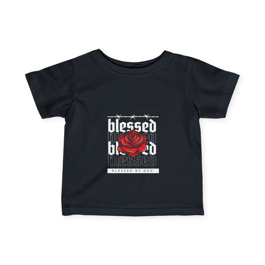 Blessed Infant Fine Jersey Tee - Cute Baby T-Shirt with Rose Design