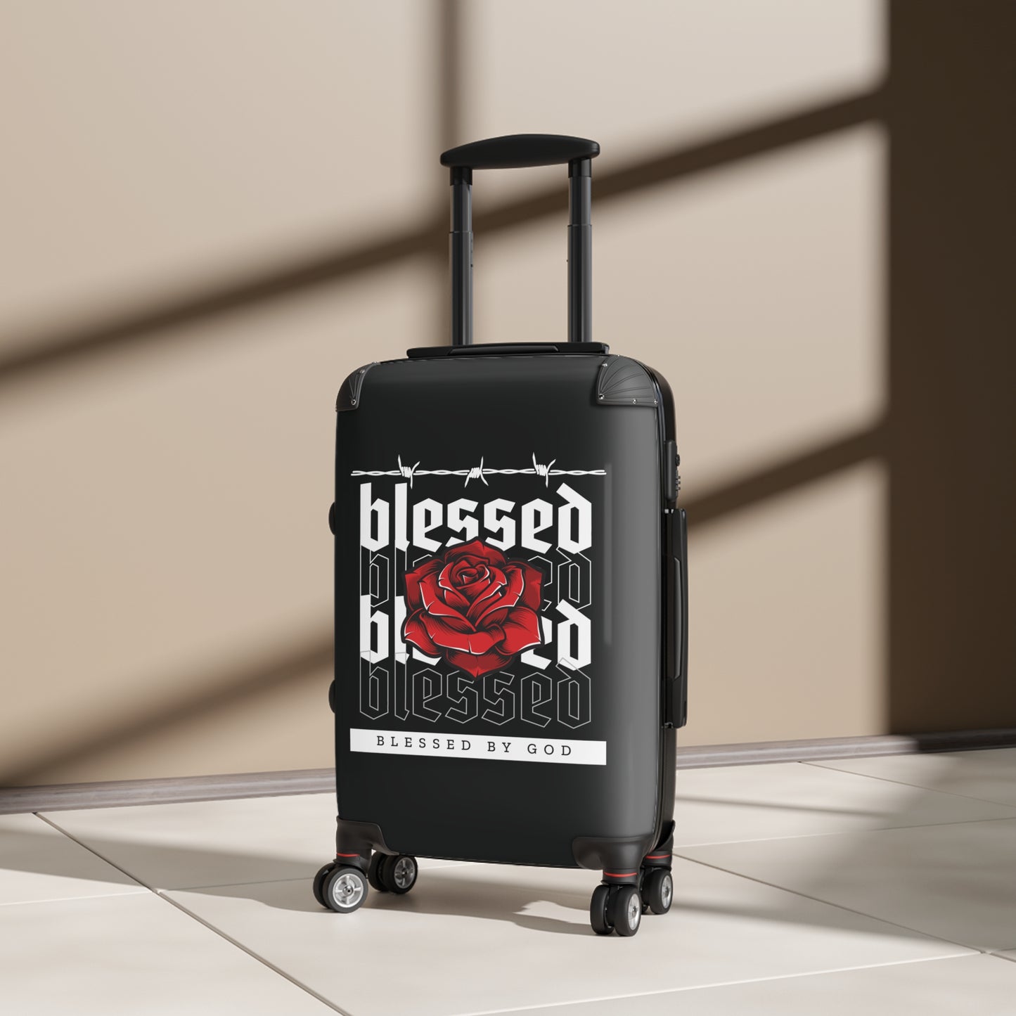 Blessed by God Floral Suitcase - Stylish Travel Luggage