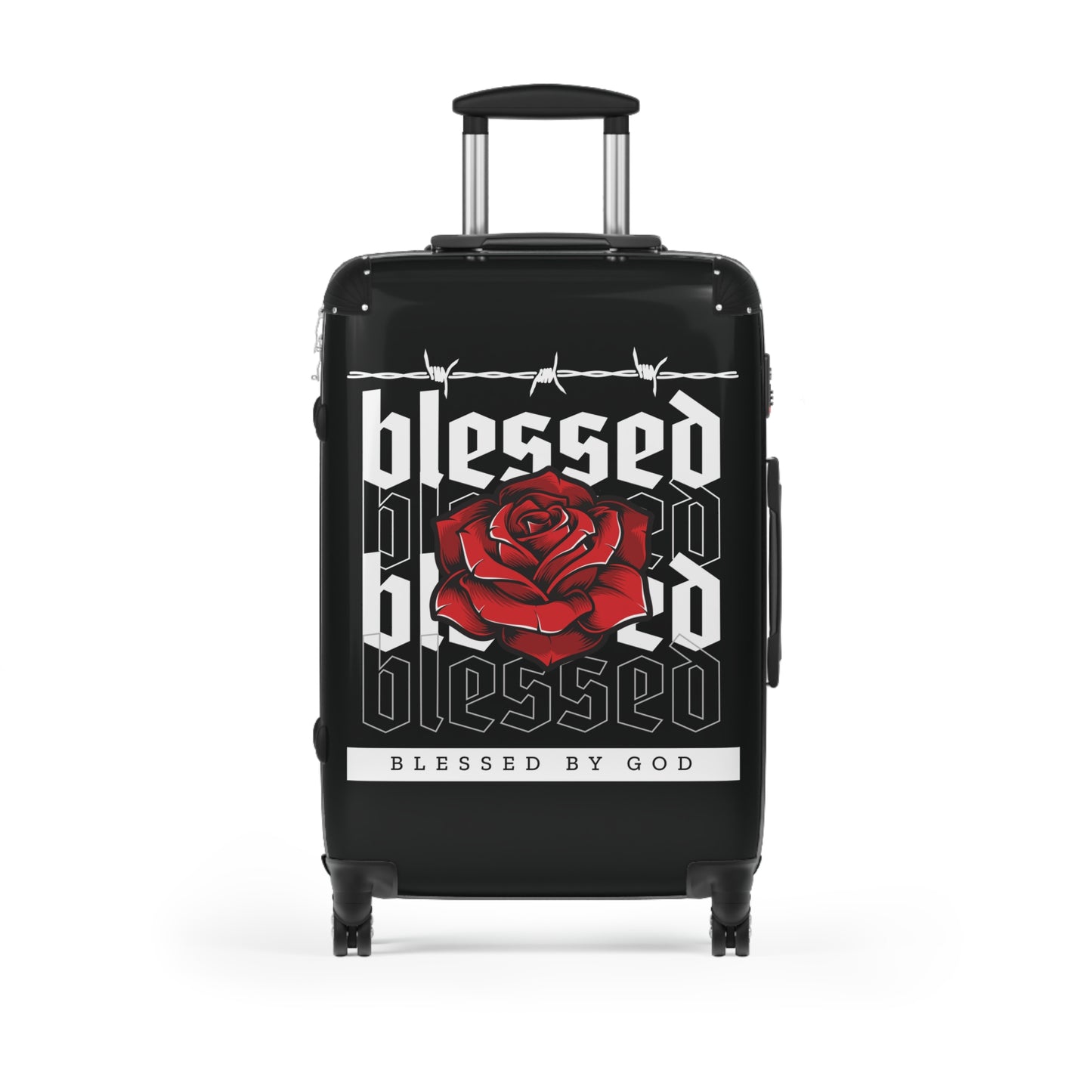 Blessed by God Floral Suitcase - Stylish Travel Luggage