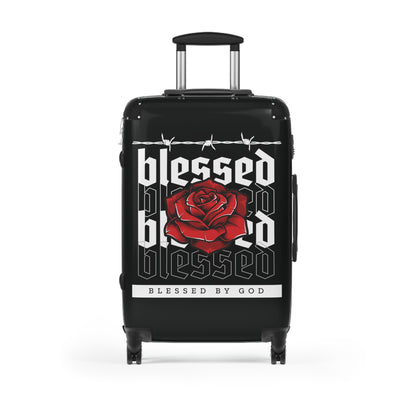 Blessed by God Floral Suitcase - Stylish Travel Luggage