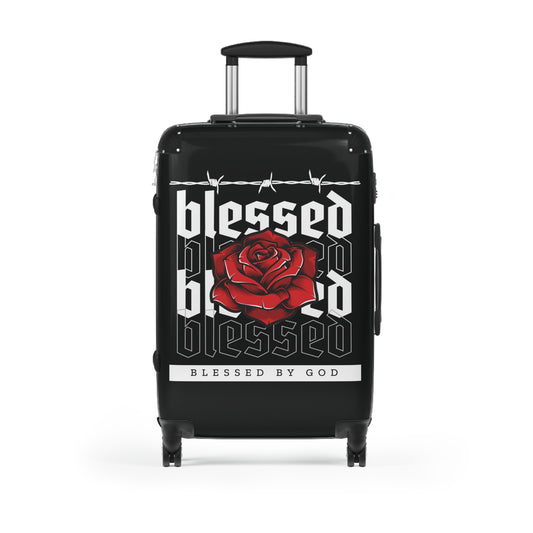 Blessed by God Floral Suitcase - Stylish Travel Luggage