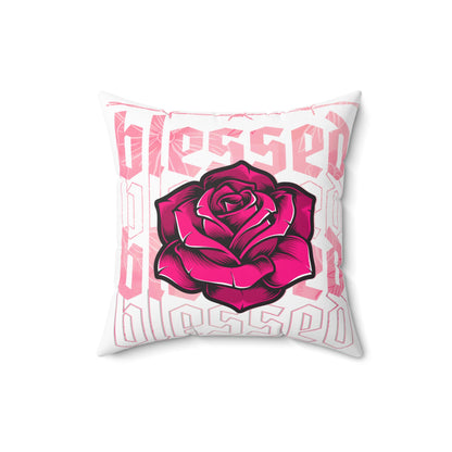 Blessed Rose Decorative Pillow - Pink Floral Home Accent