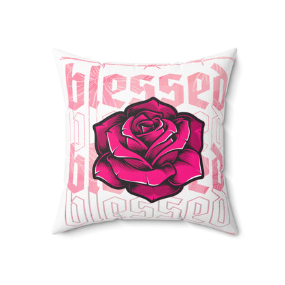 Blessed Rose Decorative Pillow - Pink Floral Home Accent