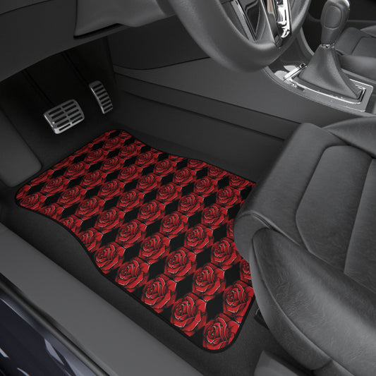 Elegant Rose Pattern Car Mats - Set of 4 for Floral Lovers