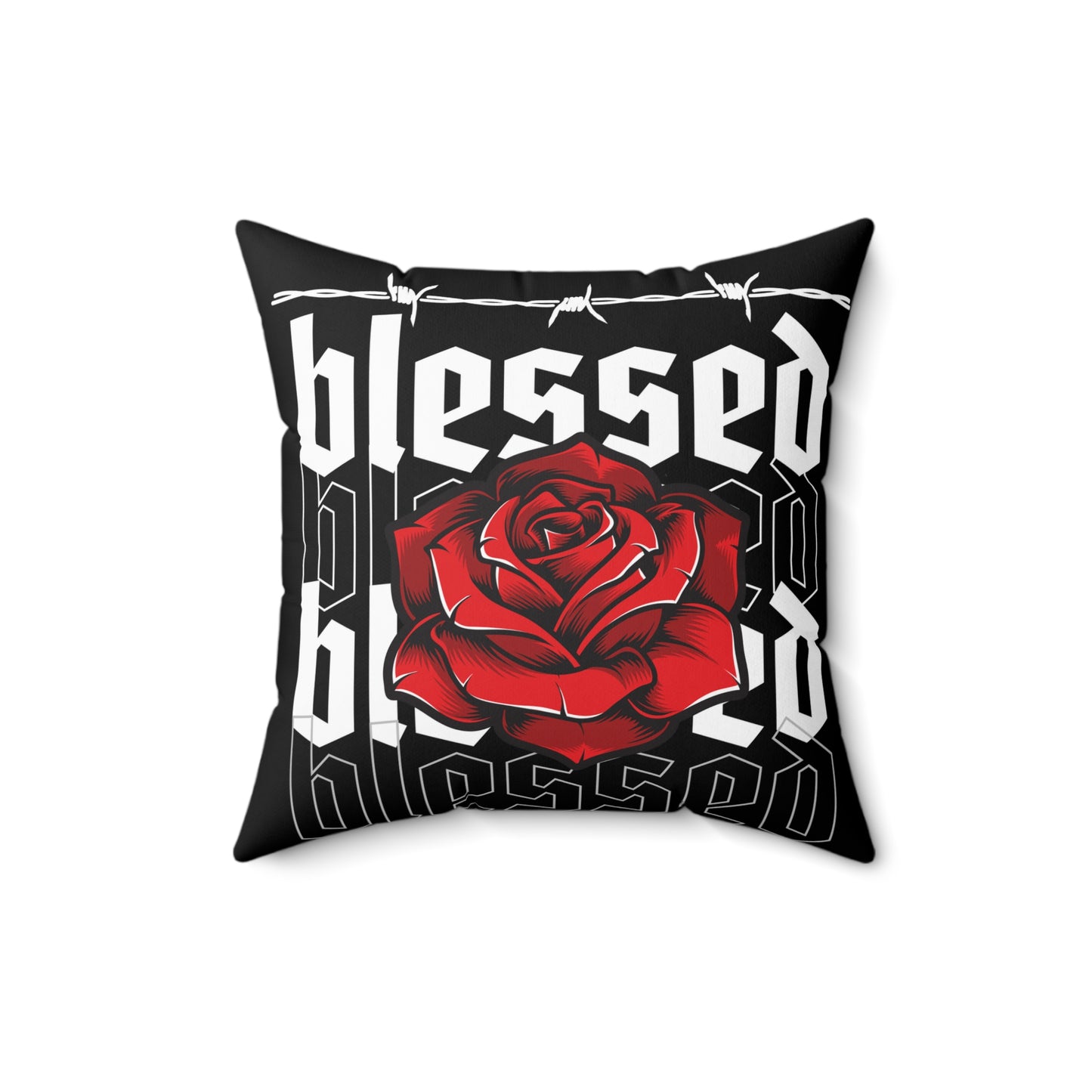 Blessed Rose Decorative Pillow - Red and Black Floral Home Accent