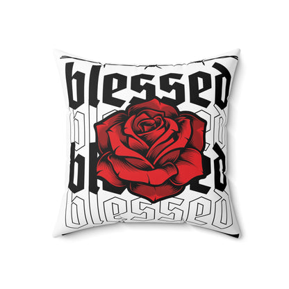 Blessed Rose Decorative Pillow - Red Floral Home Accent
