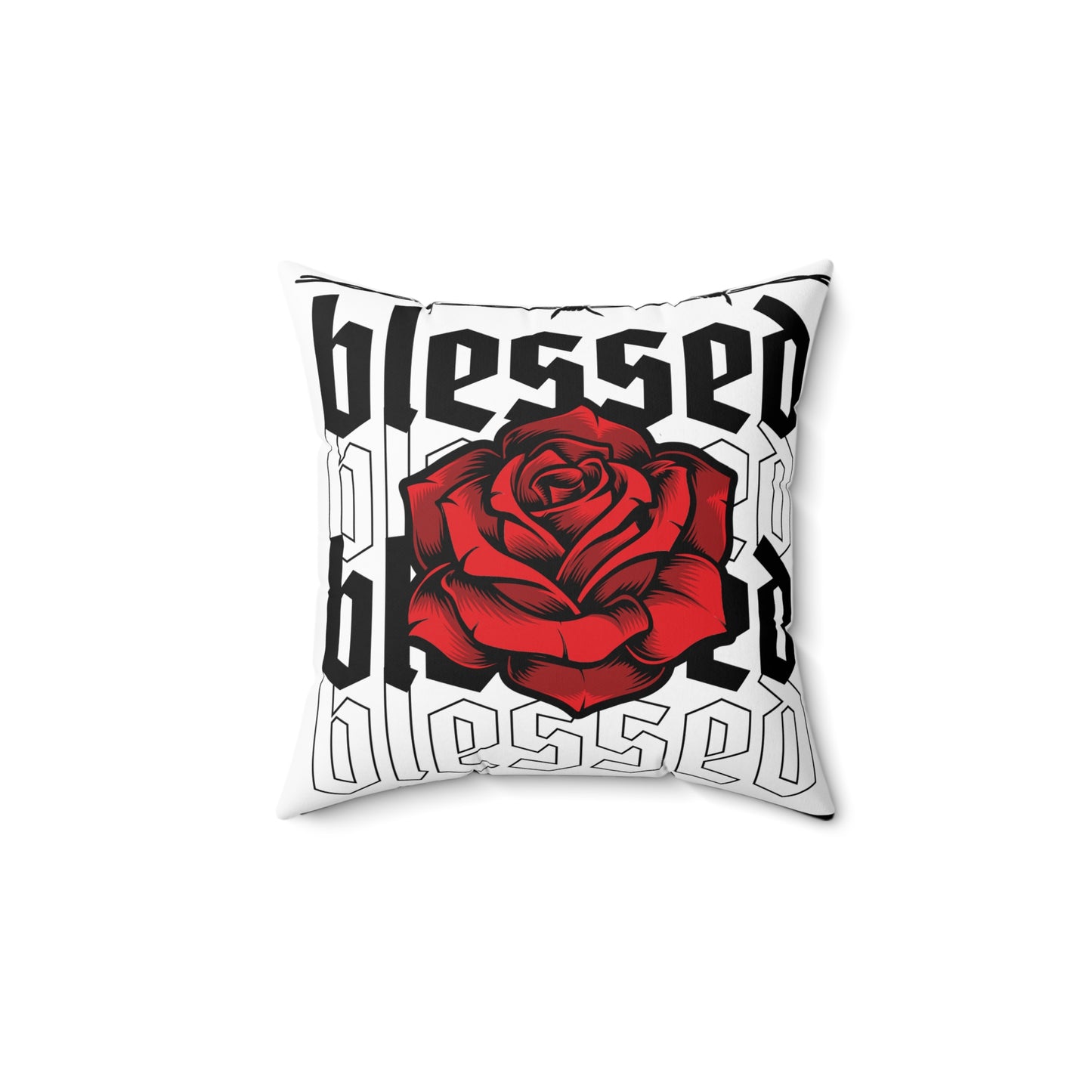 Blessed Rose Decorative Pillow - Red Floral Home Accent
