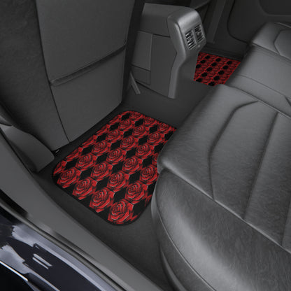 Elegant Rose Pattern Car Mats - Set of 4 for Floral Lovers