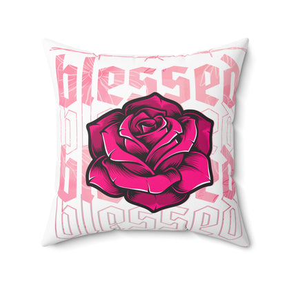 Blessed Rose Decorative Pillow - Pink Floral Home Accent