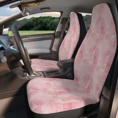 Pretty in Pink Floral Polyester Car Seat Covers - Pink Rose Design for Chic Auto Decor