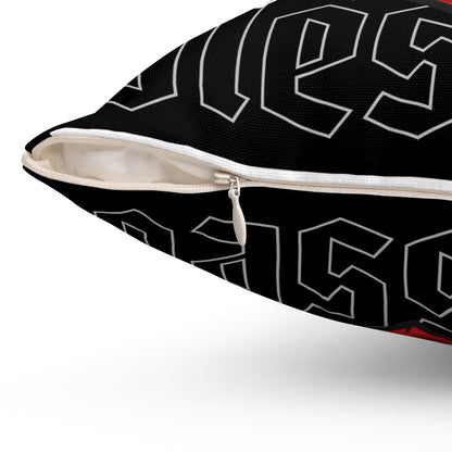 Blessed Rose Decorative Pillow - Red and Black Floral Home Accent