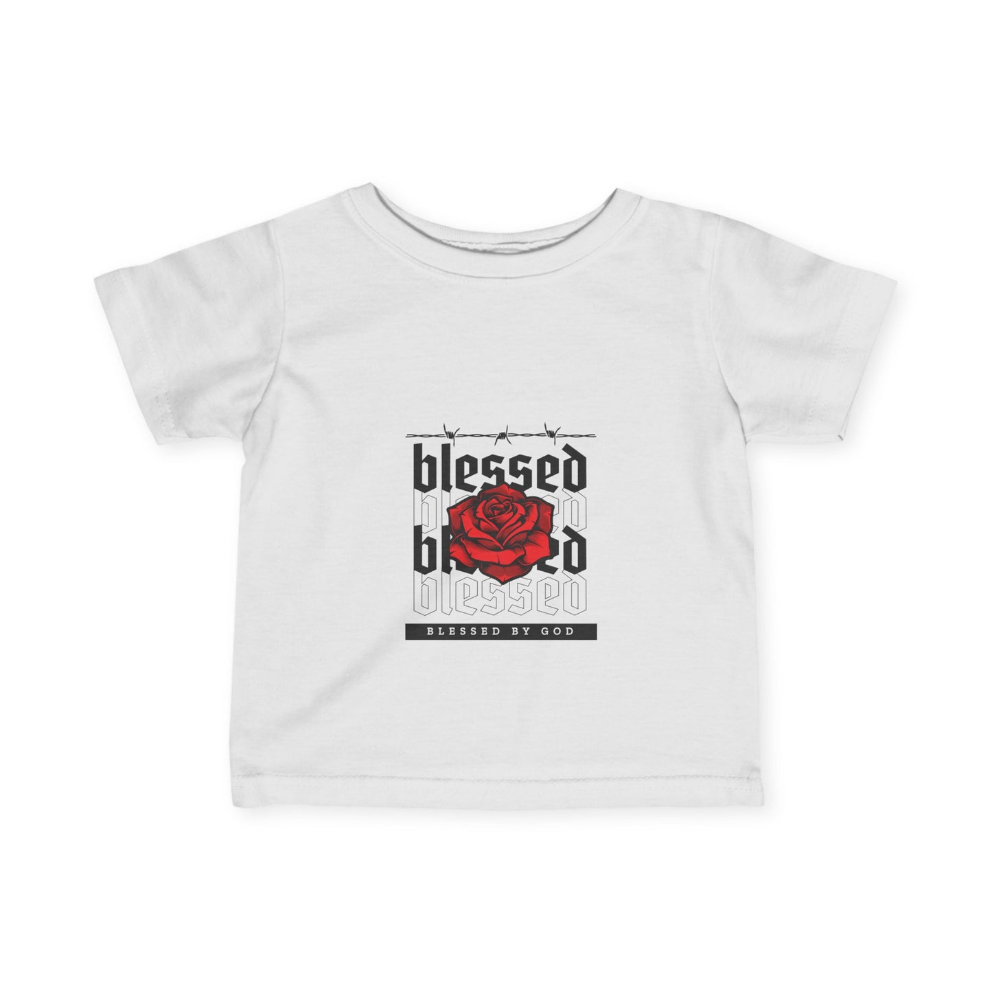 Blessed Infant Fine Jersey Tee - Cute Baby T-Shirt with Rose Design