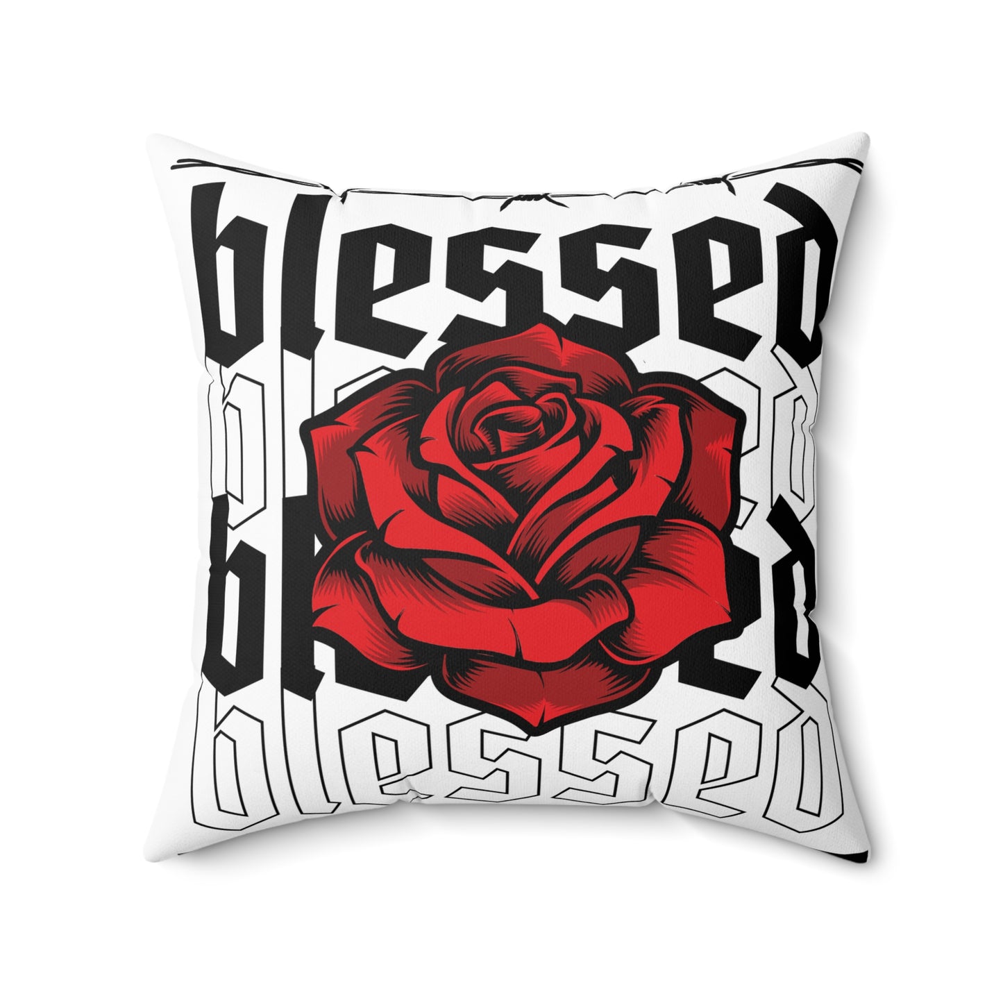 Blessed Rose Decorative Pillow - Red Floral Home Accent