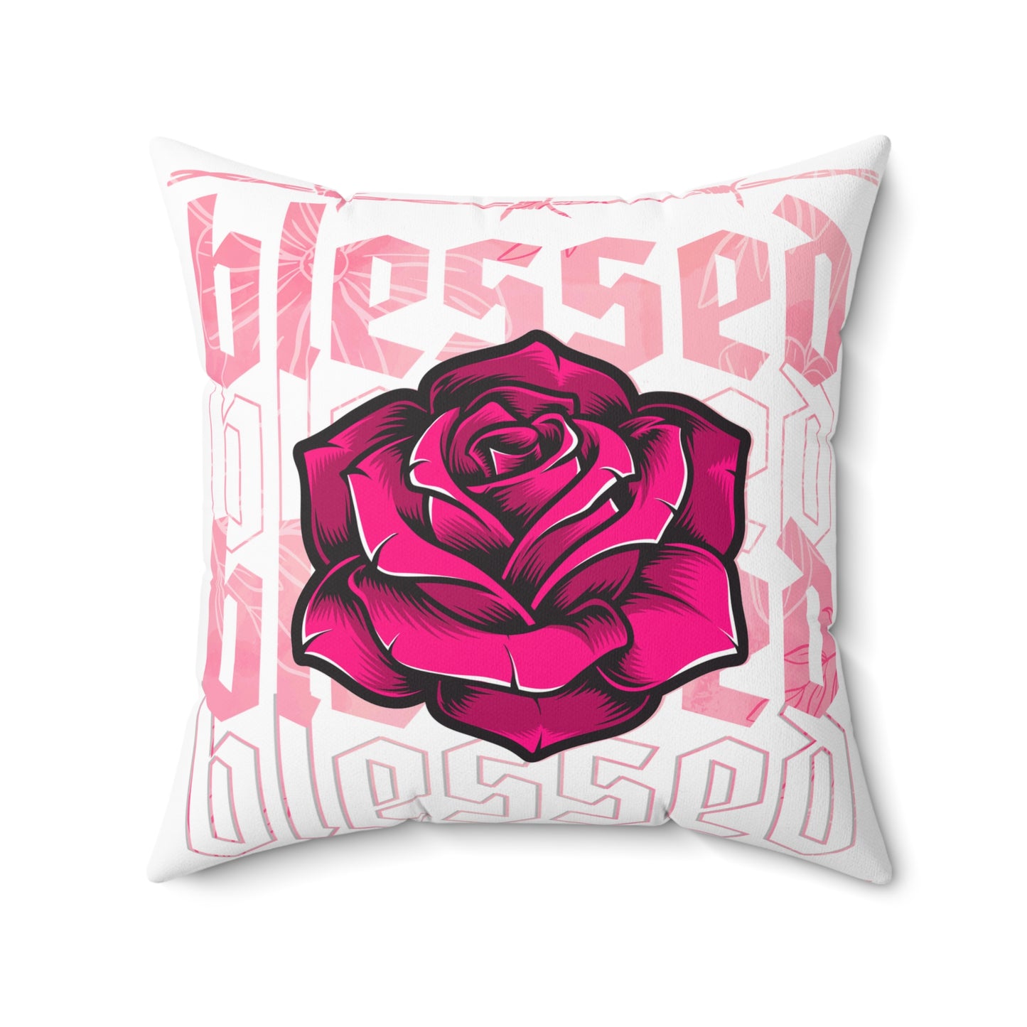 Blessed Rose Decorative Pillow - Pink Floral Home Accent