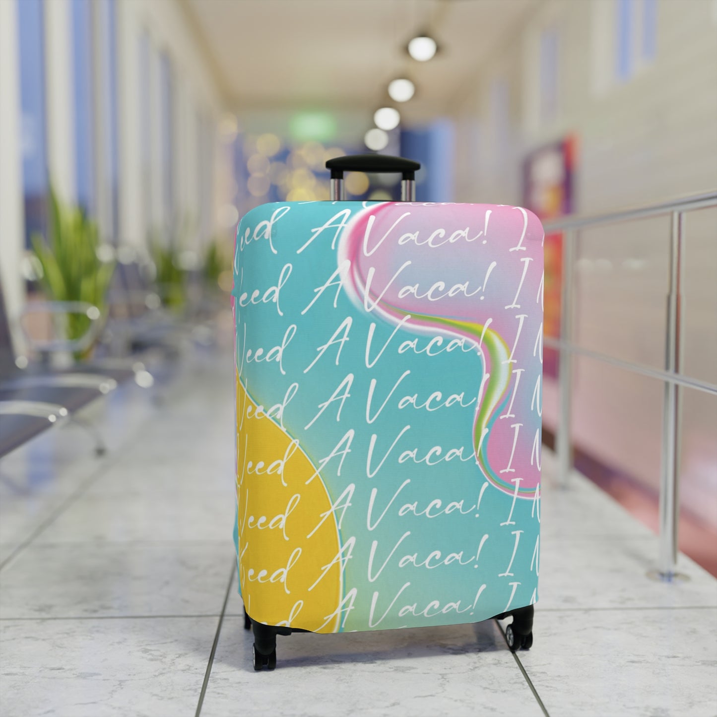 Colorful Vacation Luggage Cover - Fun Travel Accessory with ‘I Need A Vacay’ Design
