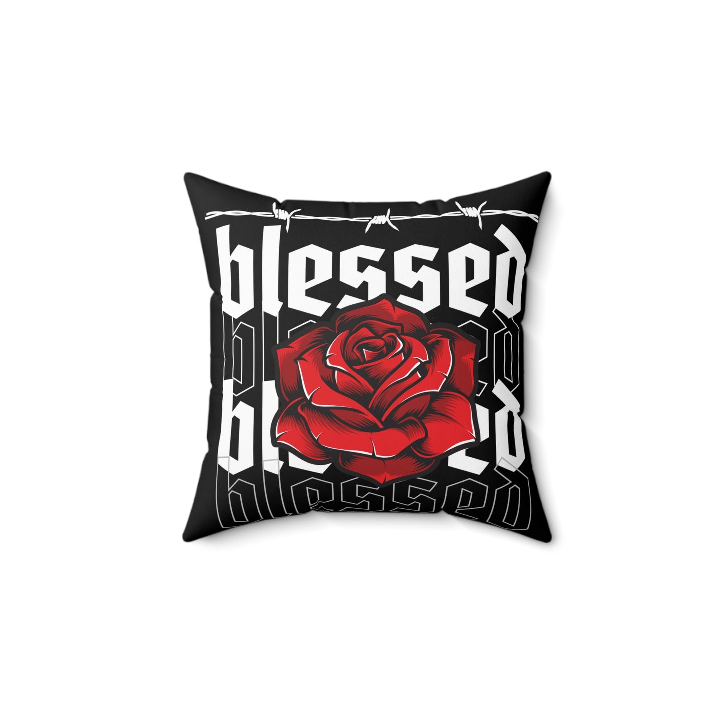 Blessed Rose Decorative Pillow - Red and Black Floral Home Accent