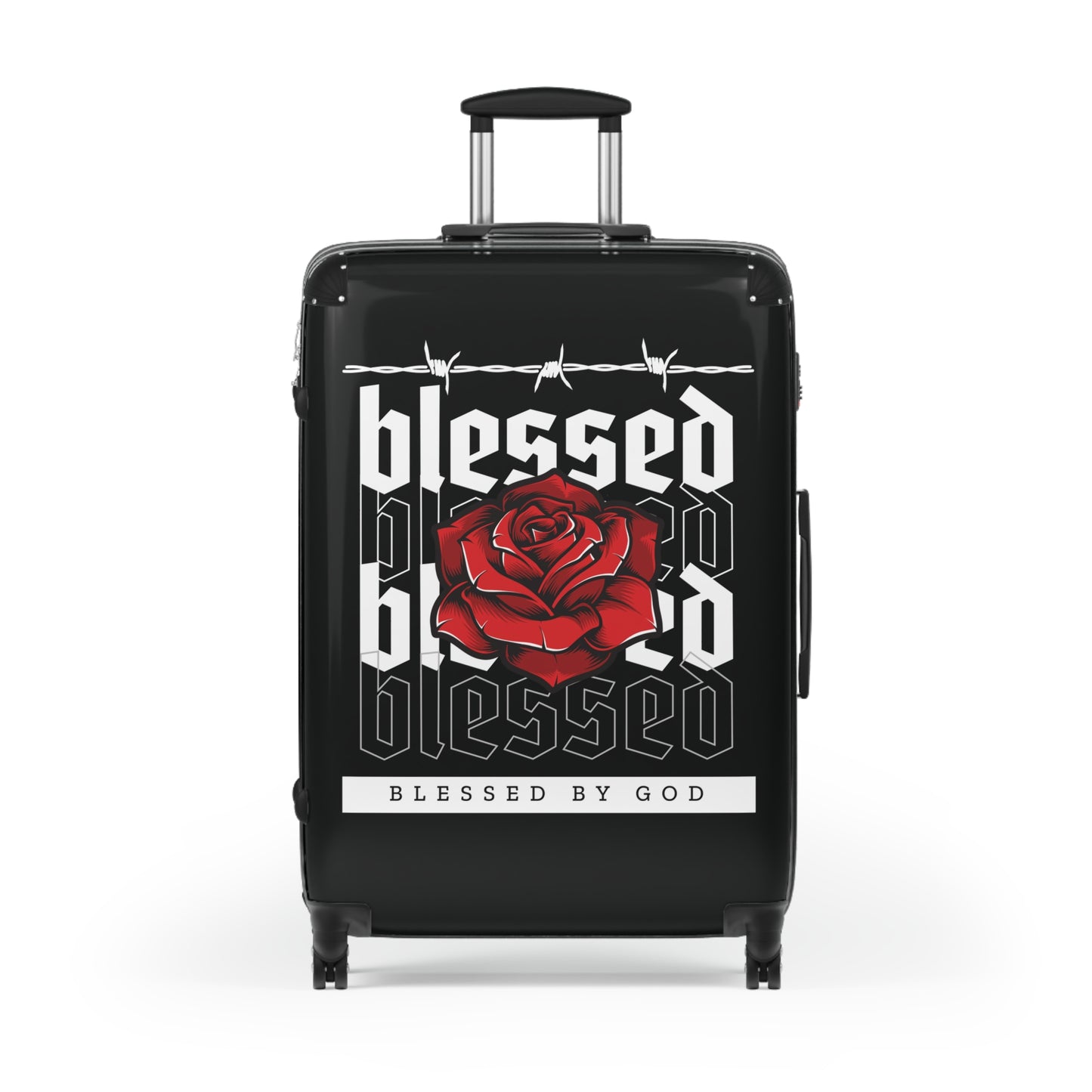 Blessed by God Floral Suitcase - Stylish Travel Luggage