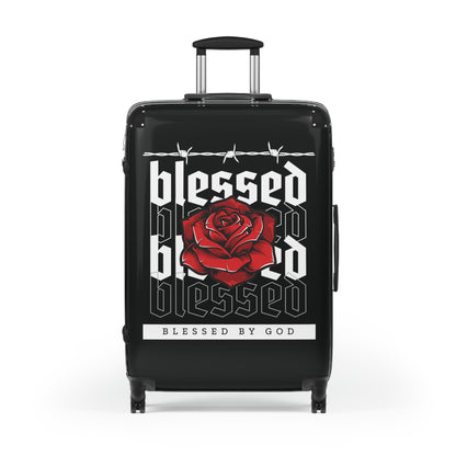 Blessed by God Floral Suitcase - Stylish Travel Luggage