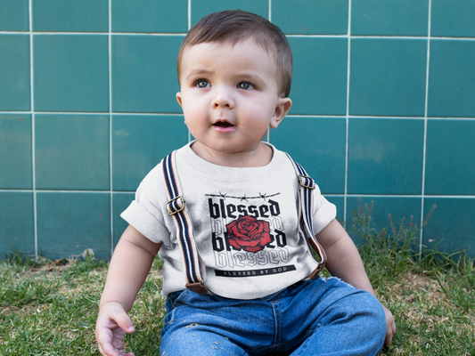 Blessed Infant Fine Jersey Tee - Cute Baby T-Shirt with Rose Design
