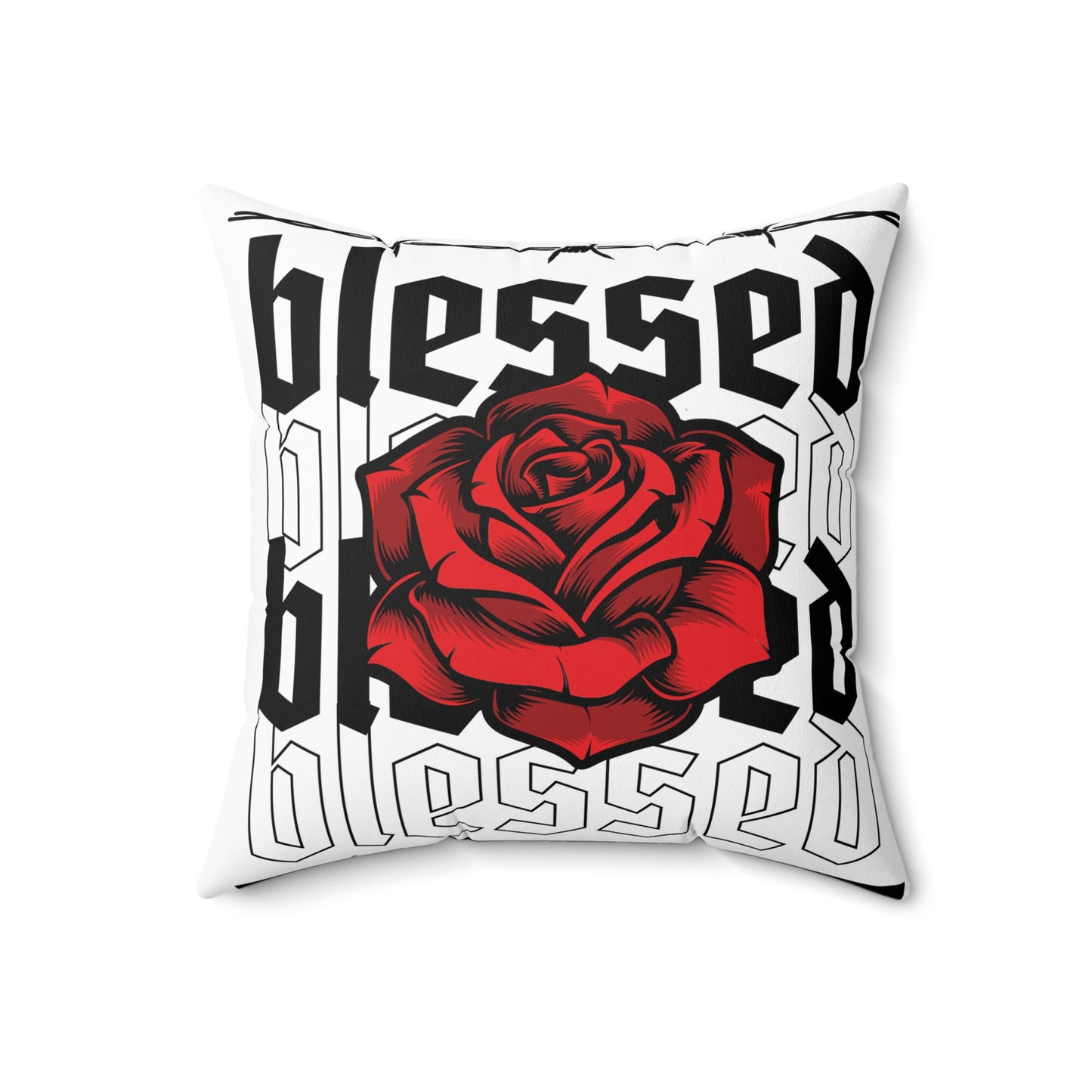 Blessed Rose Decorative Pillow - Red Floral Home Accent