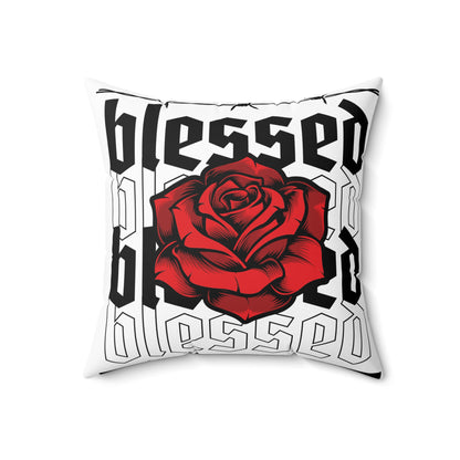 Blessed Rose Decorative Pillow - Red Floral Home Accent