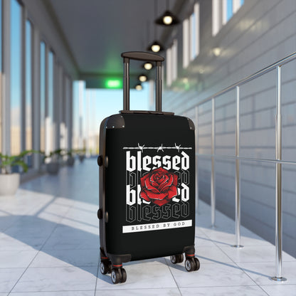 Blessed by God Floral Suitcase - Stylish Travel Luggage