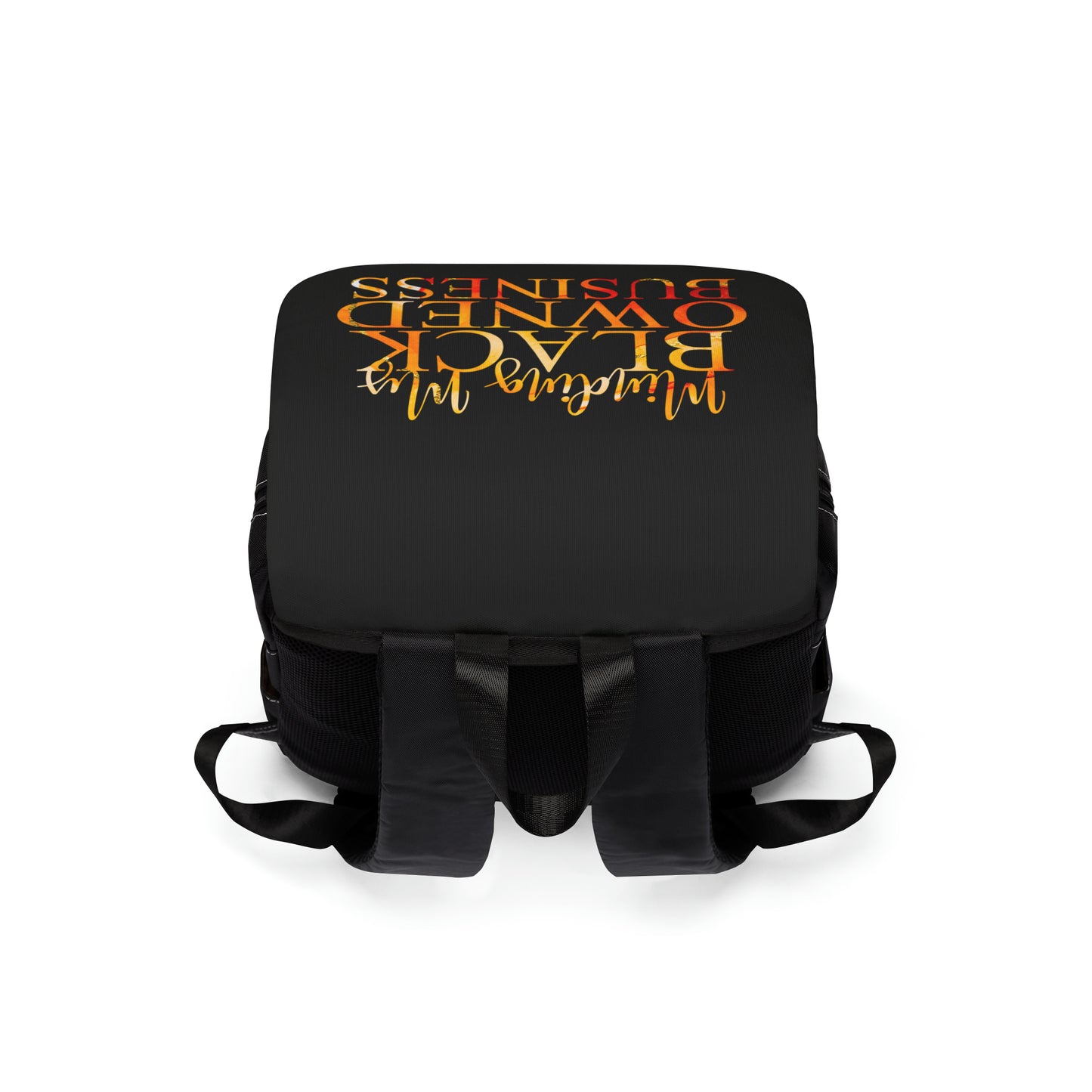 Minding My Black Owned Business Unisex Backpack (Liquid Sun and Black)