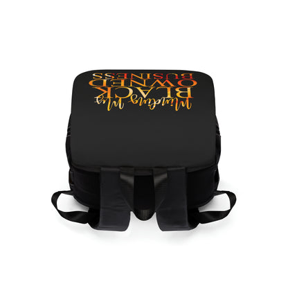 Minding My Black Owned Business Unisex Backpack (Liquid Sun and Black)