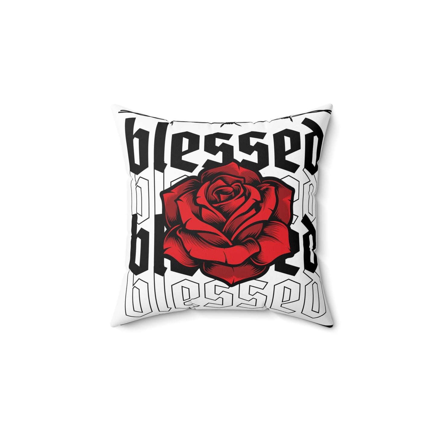 Blessed Rose Decorative Pillow - Red Floral Home Accent