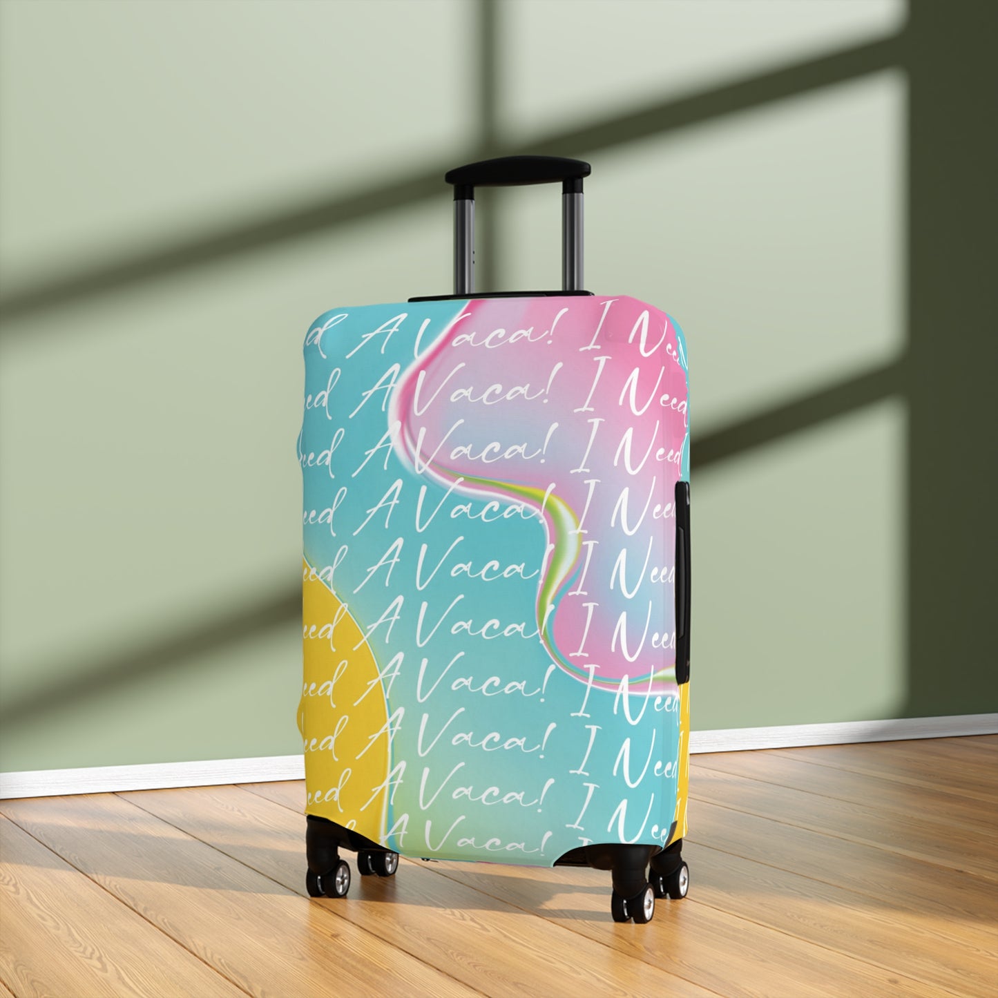 Colorful Vacation Luggage Cover - Fun Travel Accessory with ‘I Need A Vacay’ Design