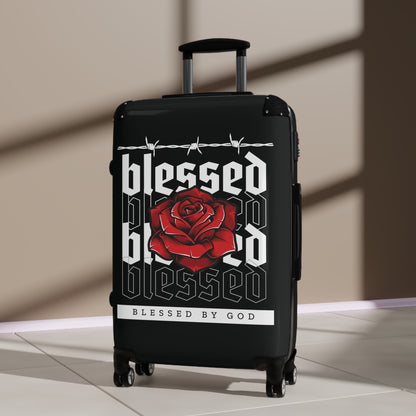 Blessed by God Floral Suitcase - Stylish Travel Luggage