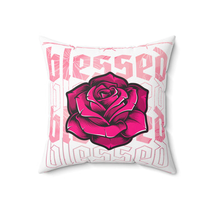 Blessed Rose Decorative Pillow - Pink Floral Home Accent