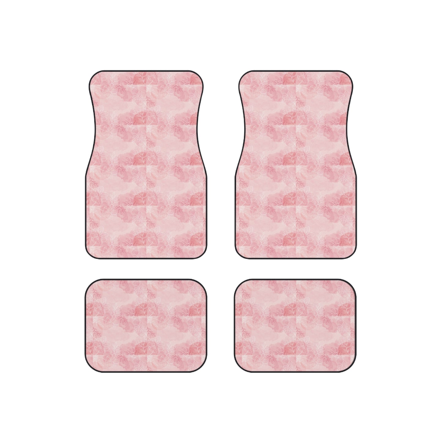 Pretty in Pink Elegant Floral Car Mats Set of 4 - Pink Rose Design
