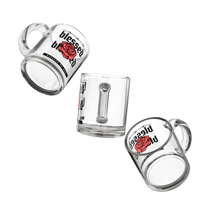 Blessed by God Rose Design Glass Mug - 10oz