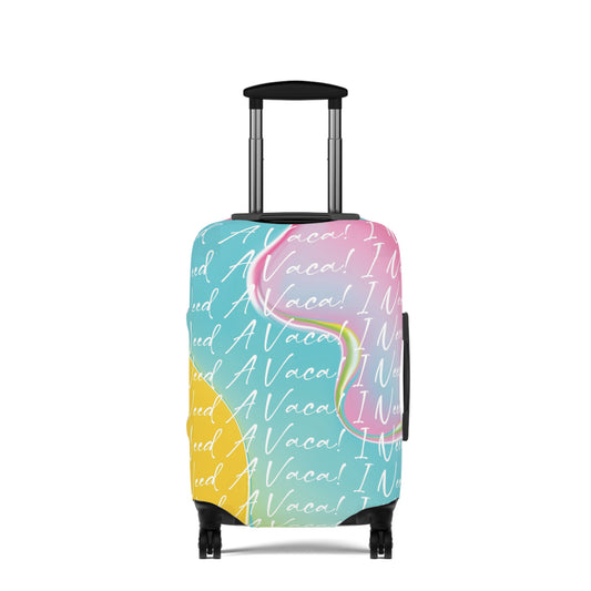 Colorful Vacation Luggage Cover - Fun Travel Accessory with ‘I Need A Vacay’ Design