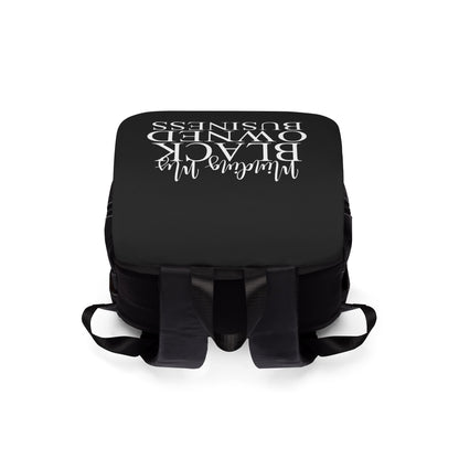 Minding My Black Owned Business Unisex Backpack (White and Black)