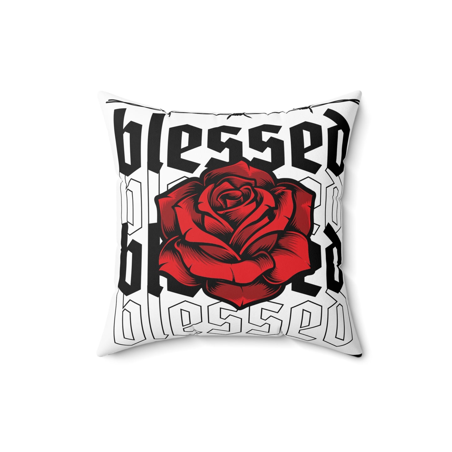 Blessed Rose Decorative Pillow - Red Floral Home Accent