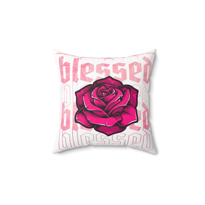 Blessed Rose Decorative Pillow - Pink Floral Home Accent