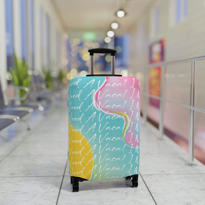 Colorful Vacation Luggage Cover - Fun Travel Accessory with ‘I Need A Vacay’ Design