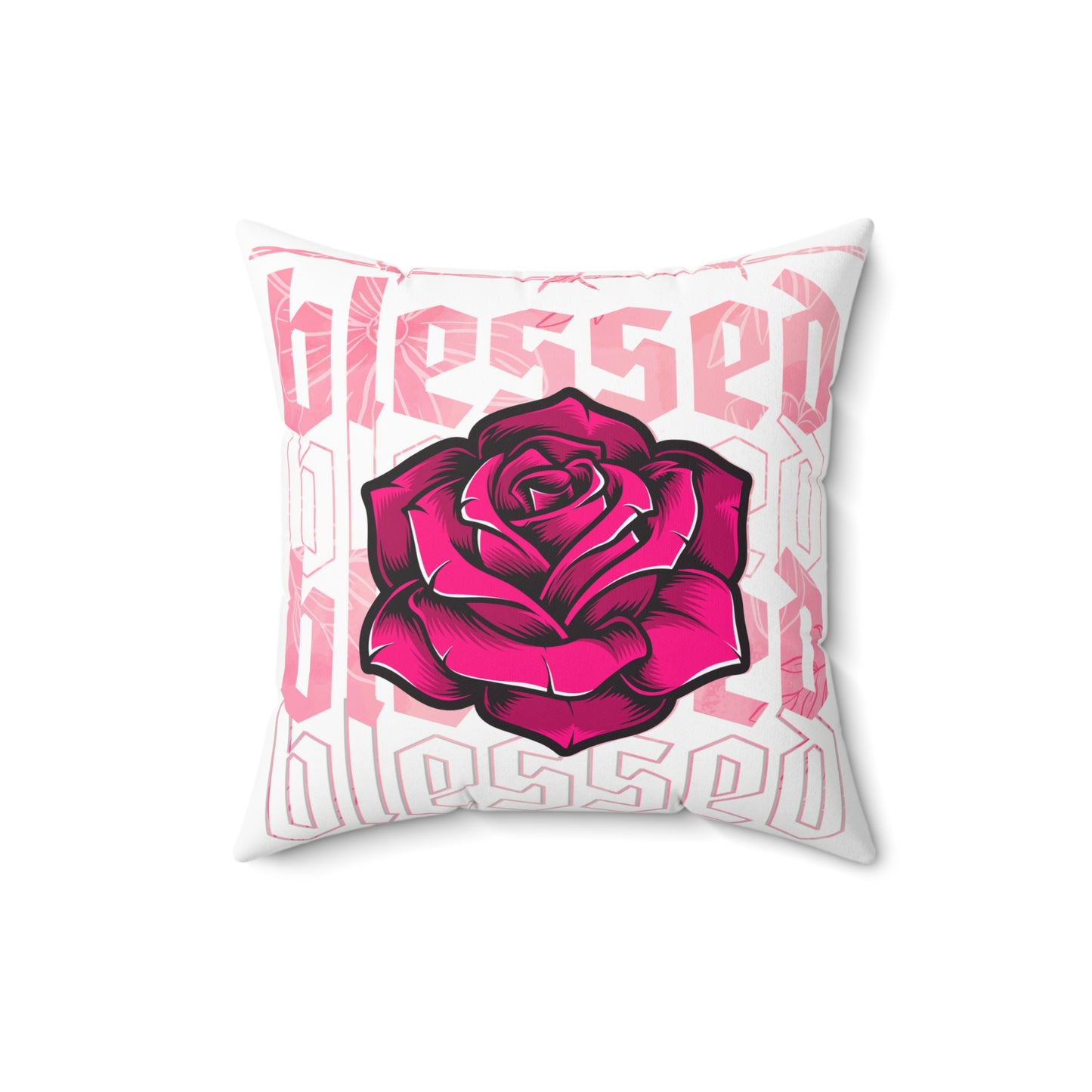 Blessed Rose Decorative Pillow - Pink Floral Home Accent