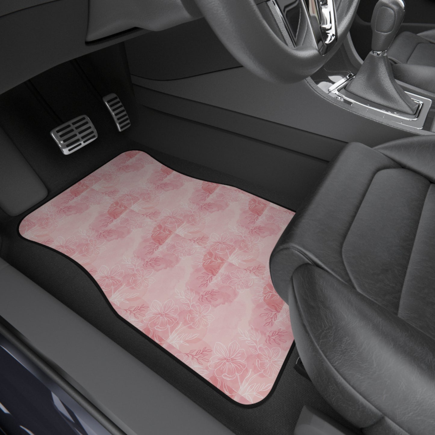 Pretty in Pink Elegant Floral Car Mats Set of 4 - Pink Rose Design