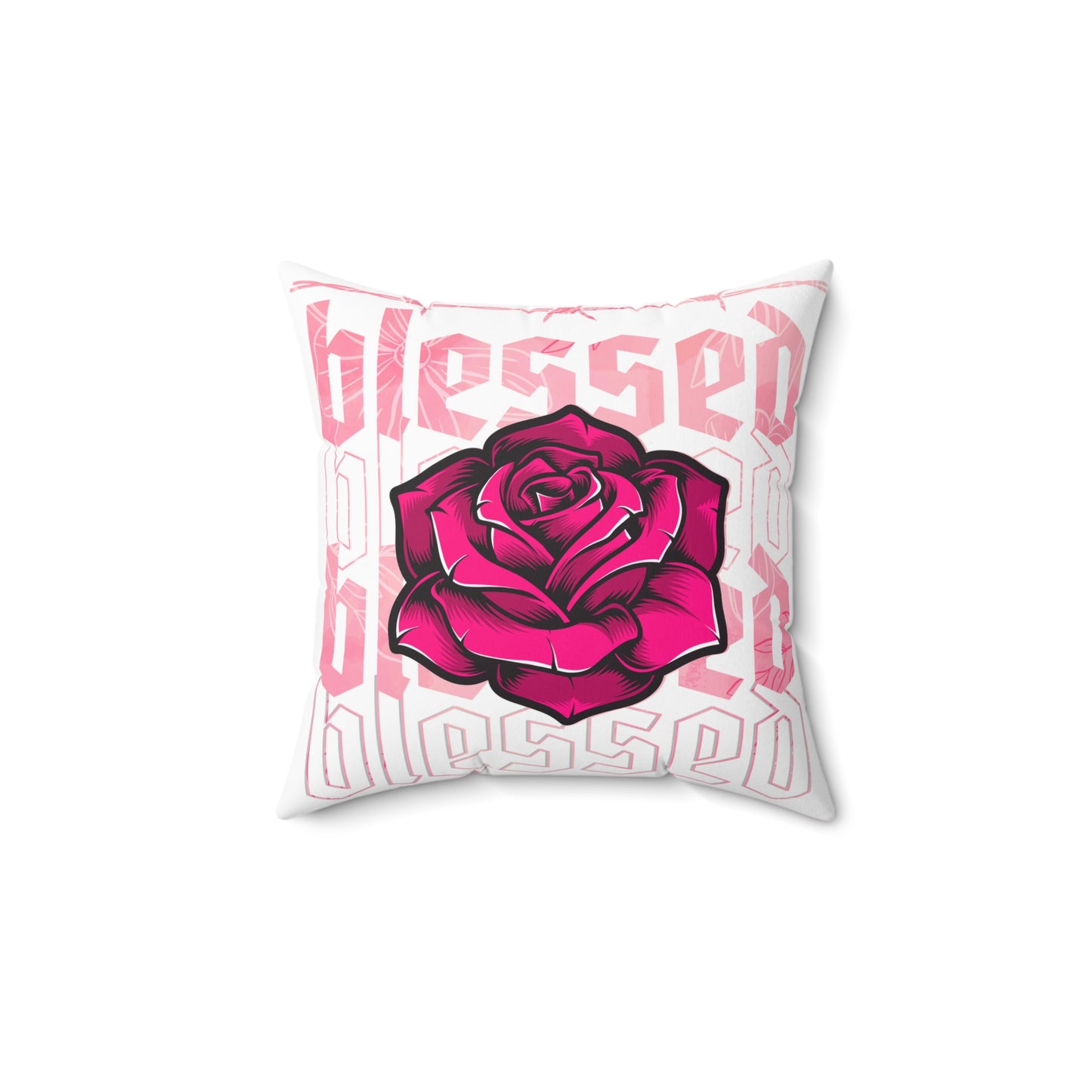 Blessed Rose Decorative Pillow - Pink Floral Home Accent