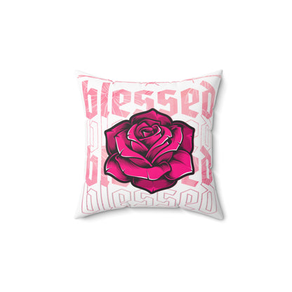 Blessed Rose Decorative Pillow - Pink Floral Home Accent