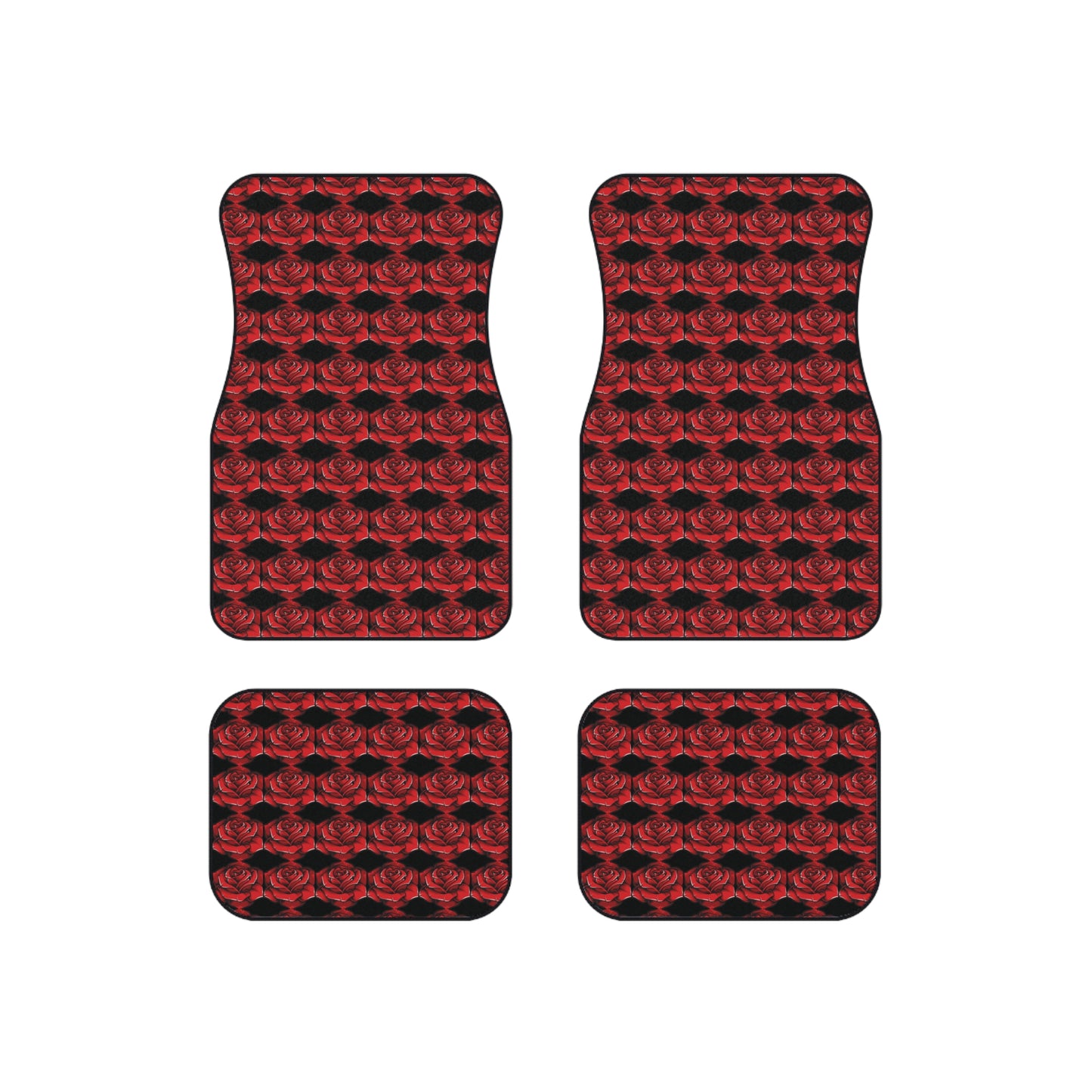 Elegant Rose Pattern Car Mats - Set of 4 for Floral Lovers