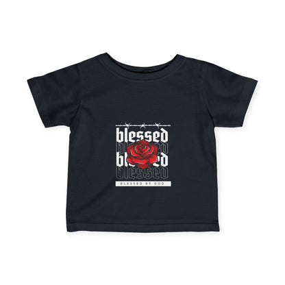 Blessed Infant Fine Jersey Tee - Cute Baby T-Shirt with Rose Design