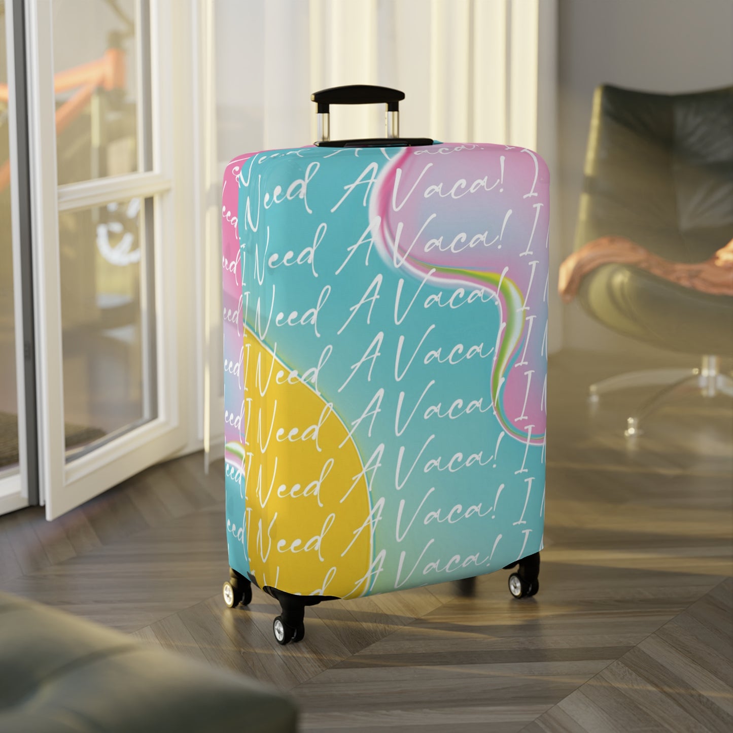Colorful Vacation Luggage Cover - Fun Travel Accessory with ‘I Need A Vacay’ Design