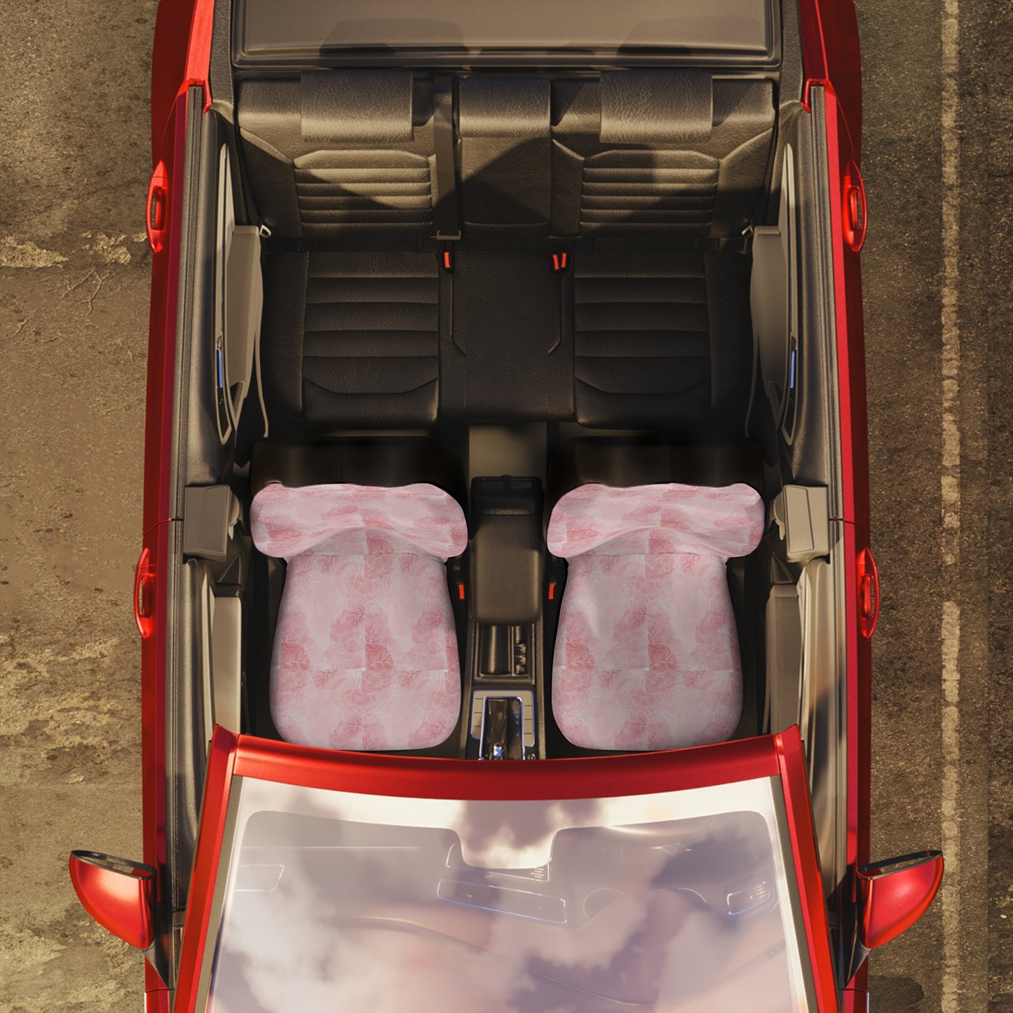 Pretty in Pink Floral Polyester Car Seat Covers - Pink Rose Design for Chic Auto Decor